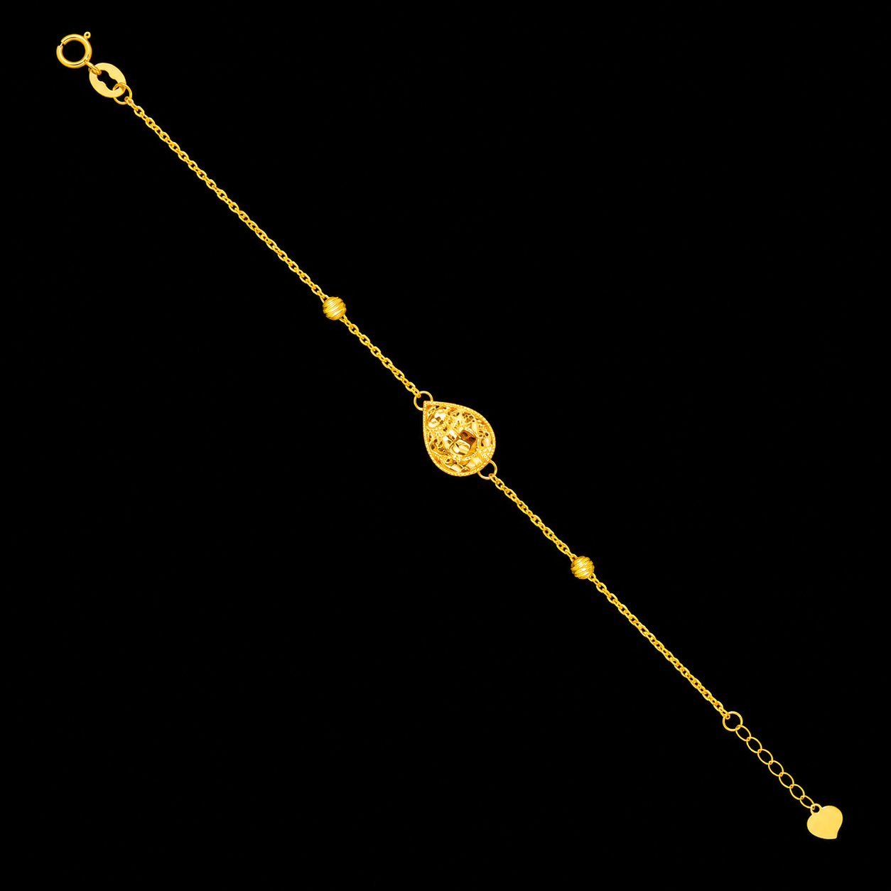 Gold Almond Shaped Bracelet 21KT - FKJBRL21KM12163