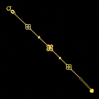Gold Clover Leaf Bracelet 21KT - FKJBRL21KM12164