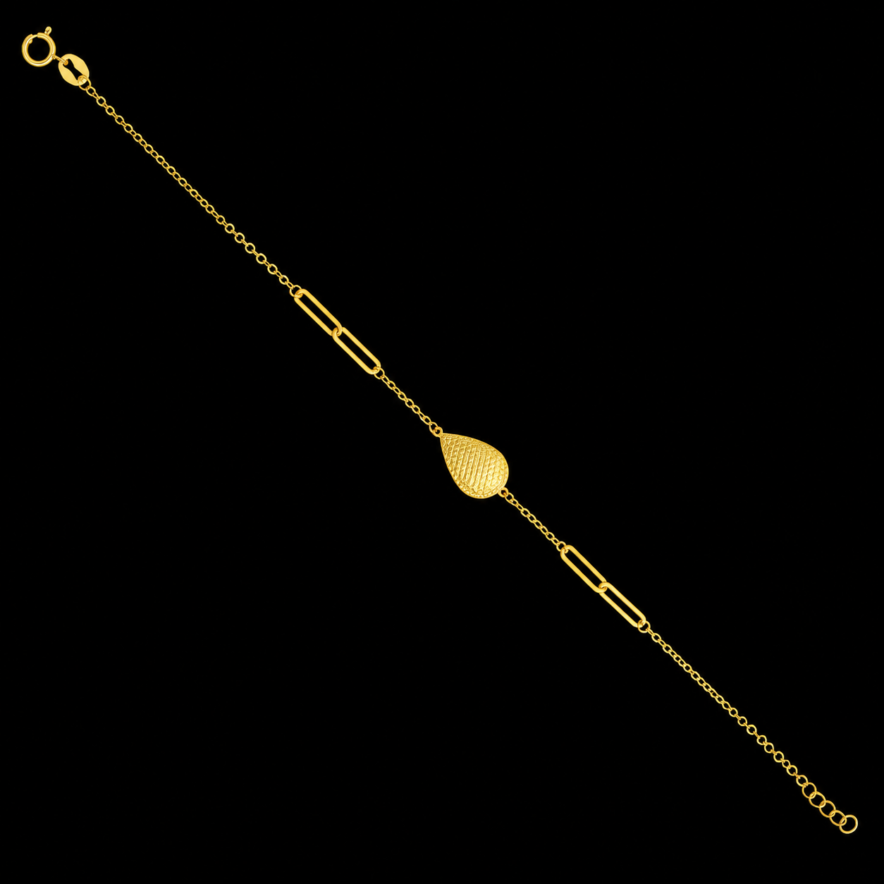 Gold Almond Shaped Bracelet 21KT - FKJBRL21KM12165