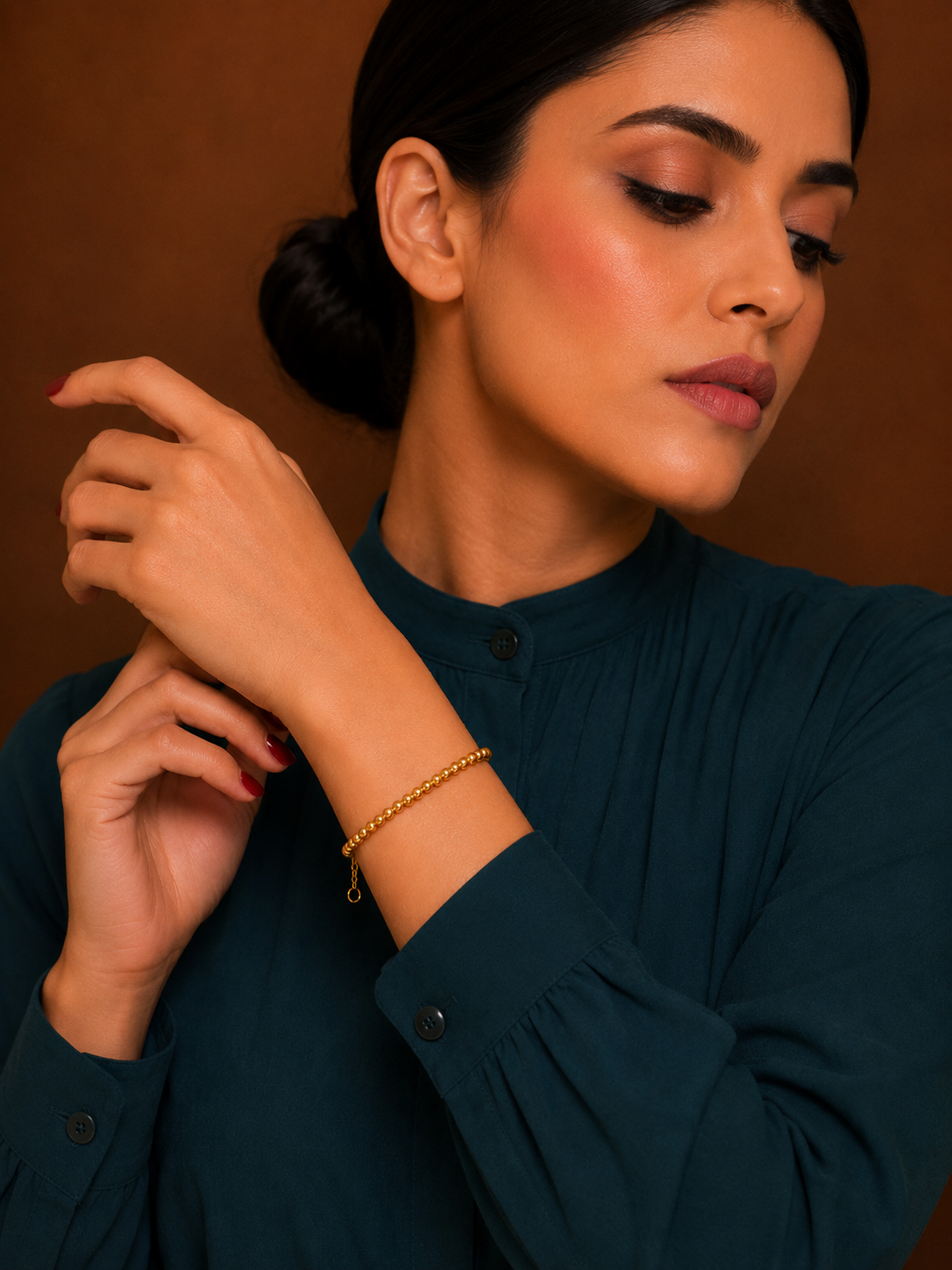 Gold Beads Bracelet 21KT - FKJBRL21KM12178