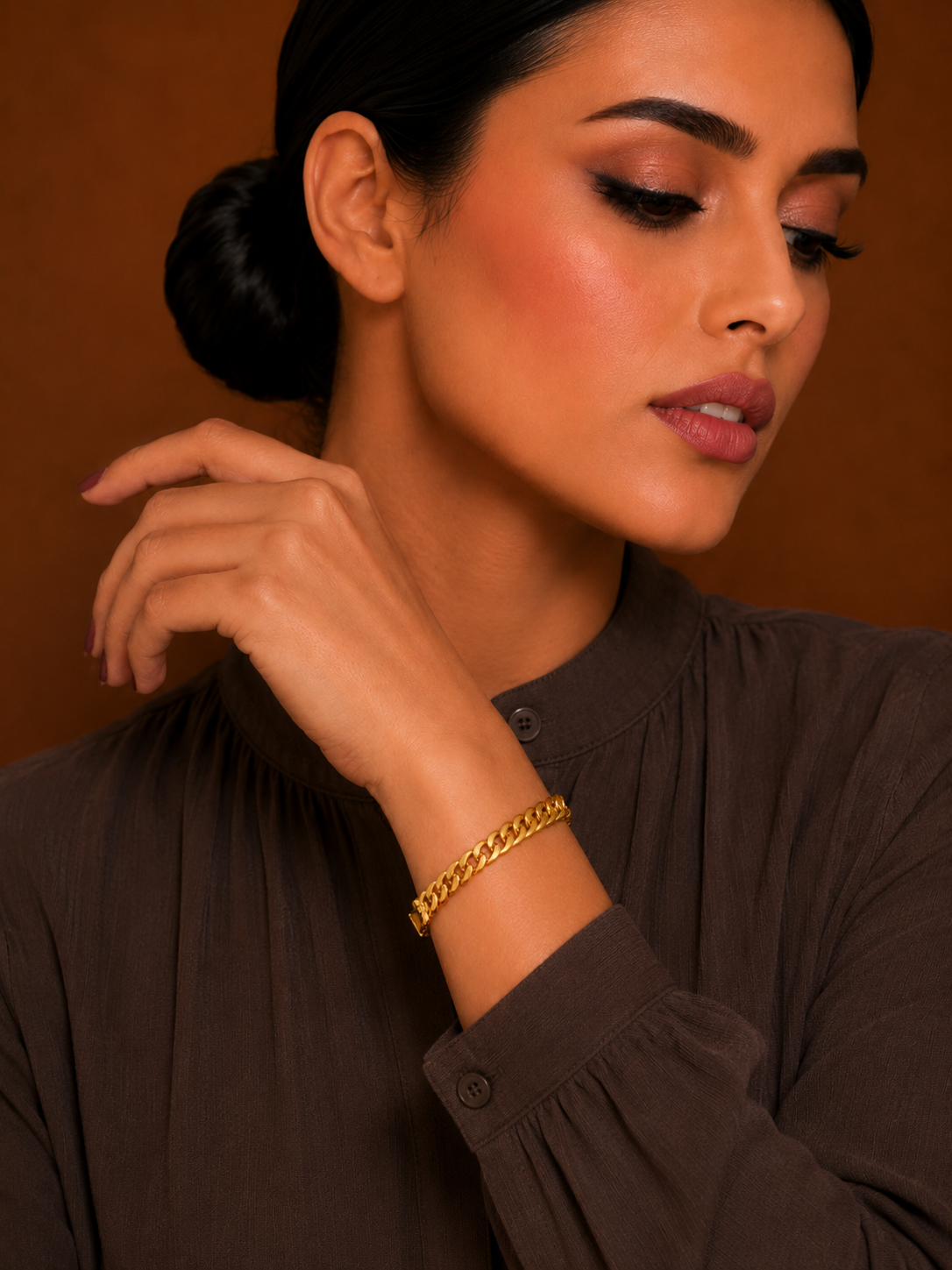 Gold Cuban Bracelet 21KT - FKJBRL21KM12182