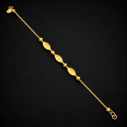 Gold Carambola Shaped Beads Bracelet 21KT - FKJBRL21KM12184