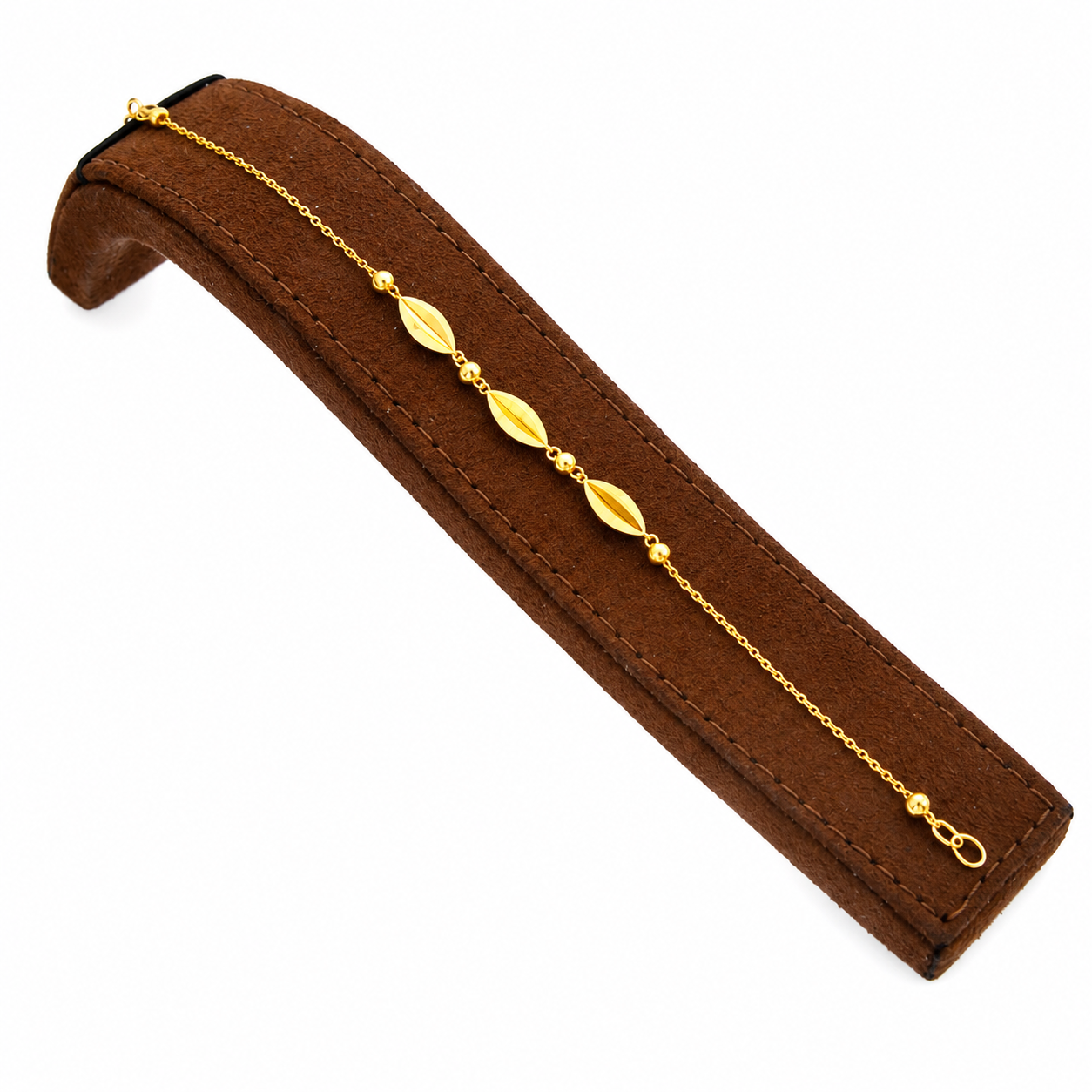 Gold Carambola Shaped Beads Bracelet 21KT - FKJBRL21KM12184