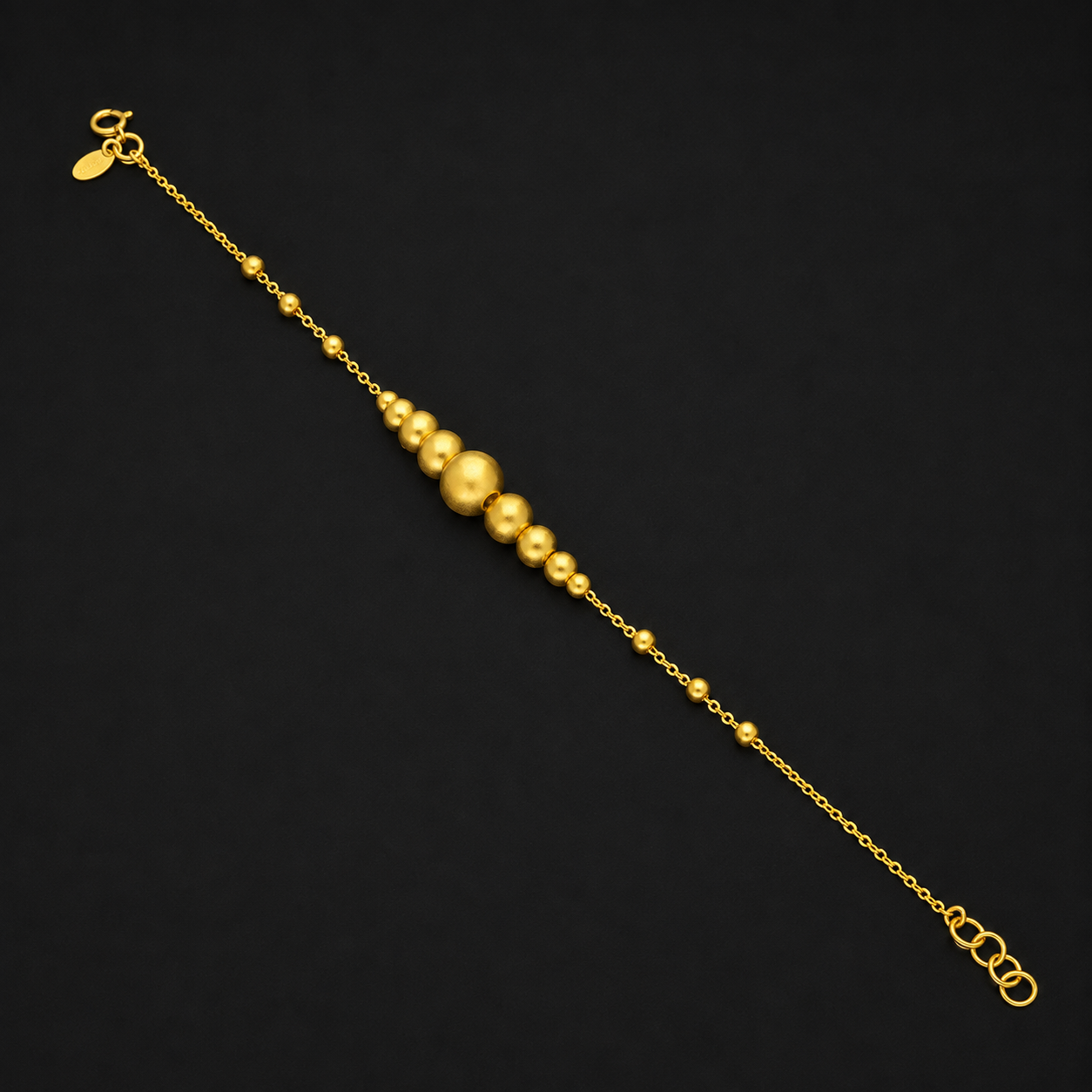 Gold Round Beads Bracelet 21KT - FKJBRL21KM12185
