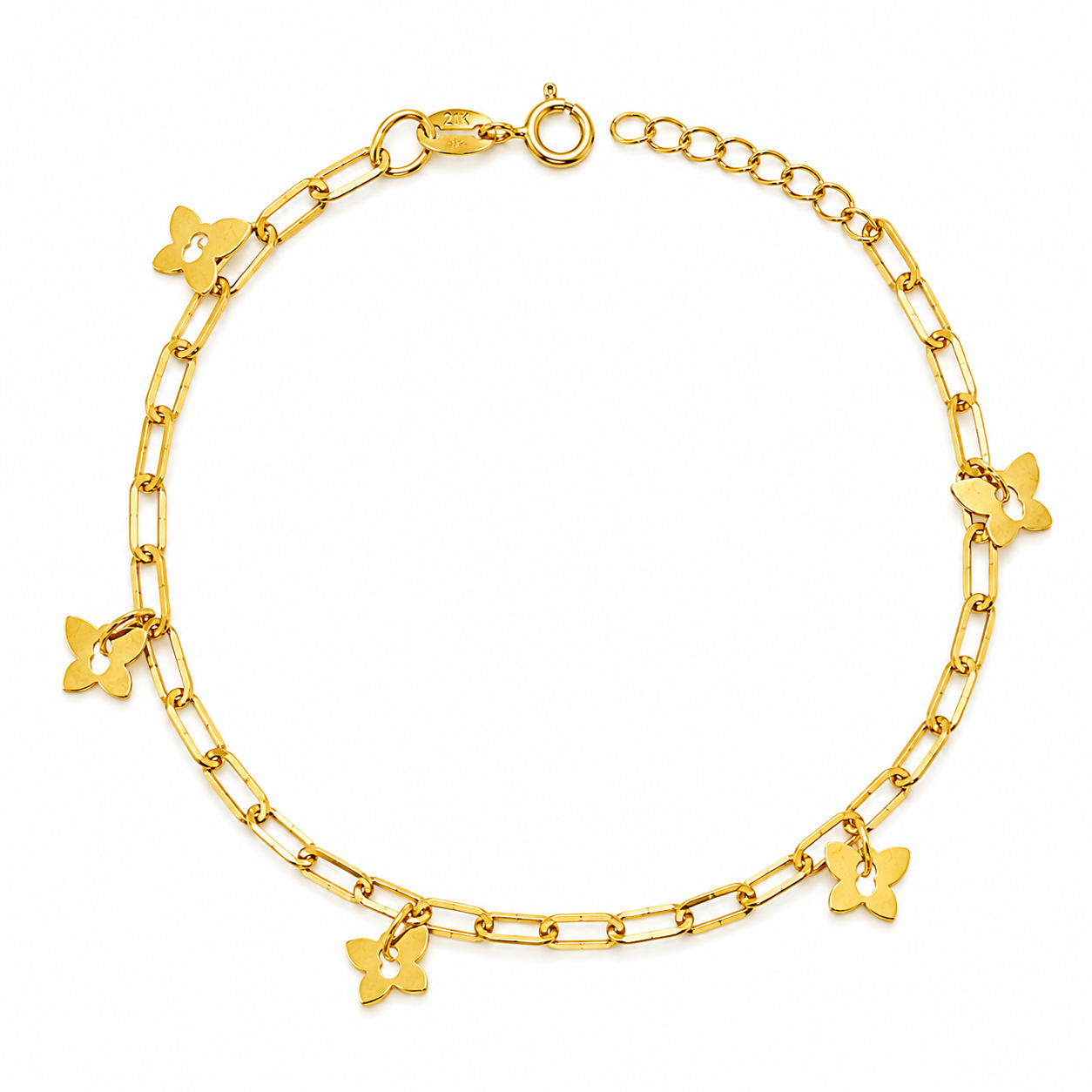 Gold Butterfly Charms Bracelet 21KT - FKJBRL21KM12187