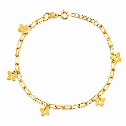 Gold Butterfly Charms Bracelet 21KT - FKJBRL21KM12187