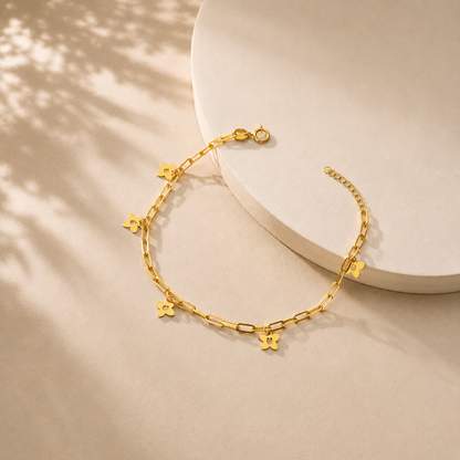 Gold Butterfly Charms Bracelet 21KT - FKJBRL21KM12187