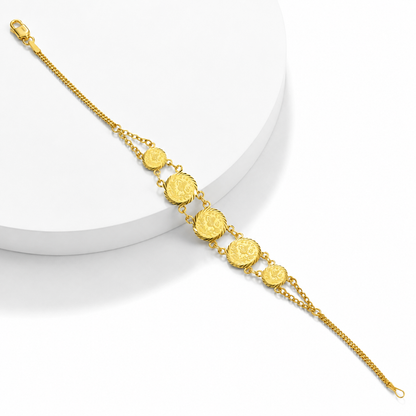Gold Turkish Lira Bracelet 21KT - FKJBRL21KM12190