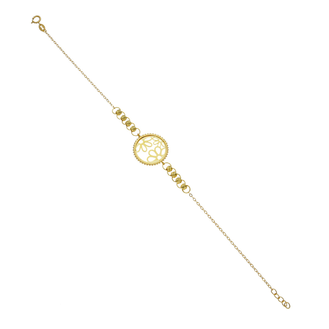 Gold Daisy Motif Bracelet 21KT - FKJBRL21KM12199