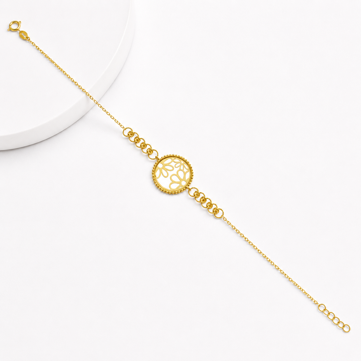 Gold Daisy Motif Bracelet 21KT - FKJBRL21KM12199
