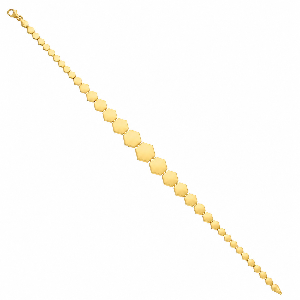 Gold Hexagonal Flat Link Bracelet 21KT - FKJBRL21KM12250
