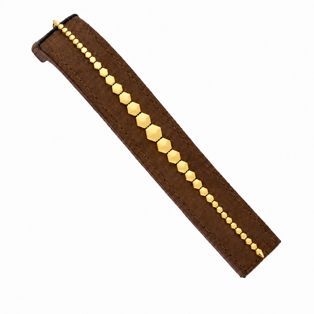 Gold Hexagonal Flat Link Bracelet 21KT - FKJBRL21KM12250
