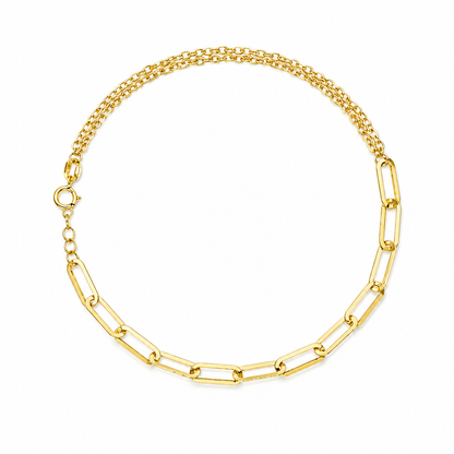 Gold Elongated Paperclip Link Bracelet 21KT - FKJBRL21KM12252
