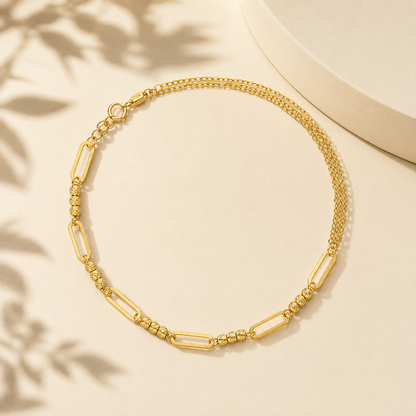 Gold Tennis Paperclip Bracelet 21KT - FKJBRL21KM12253