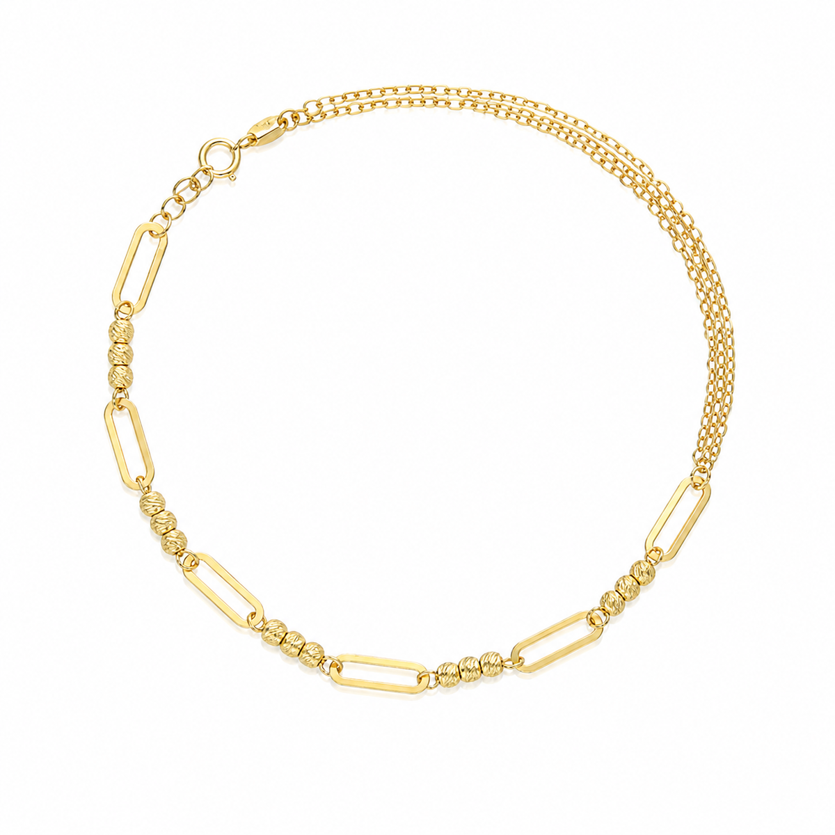 Gold Tennis Paperclip Bracelet 21KT - FKJBRL21KM12253