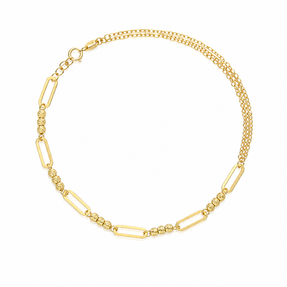 Gold Tennis Paperclip Bracelet 21KT - FKJBRL21KM12253