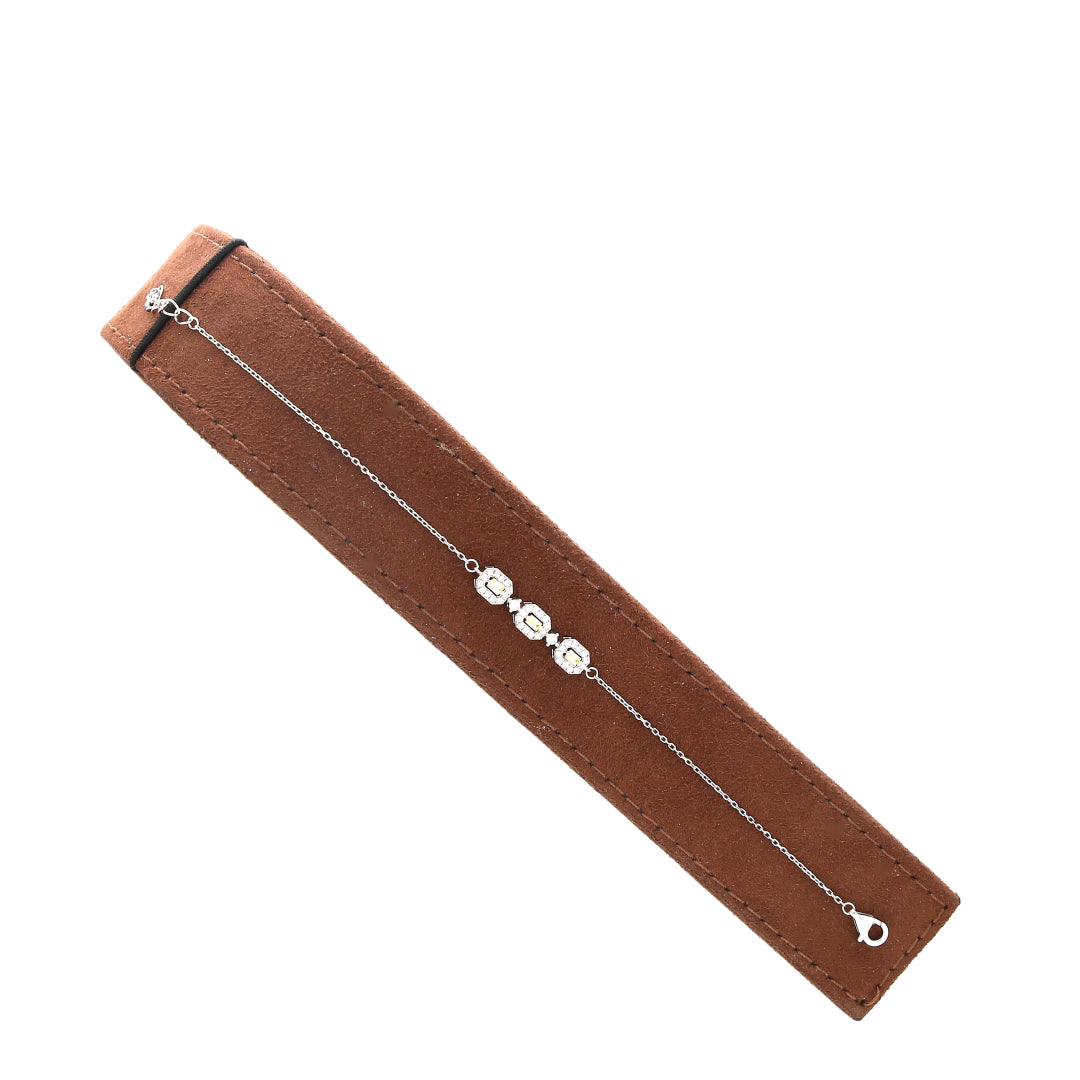 Sterling Silver 925 Dainty Three Beads Bracelet - FKJBRLSL10531