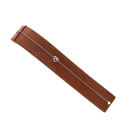 Sterling Silver 925 Double Heart Bracelet - FKJBRLSL10535