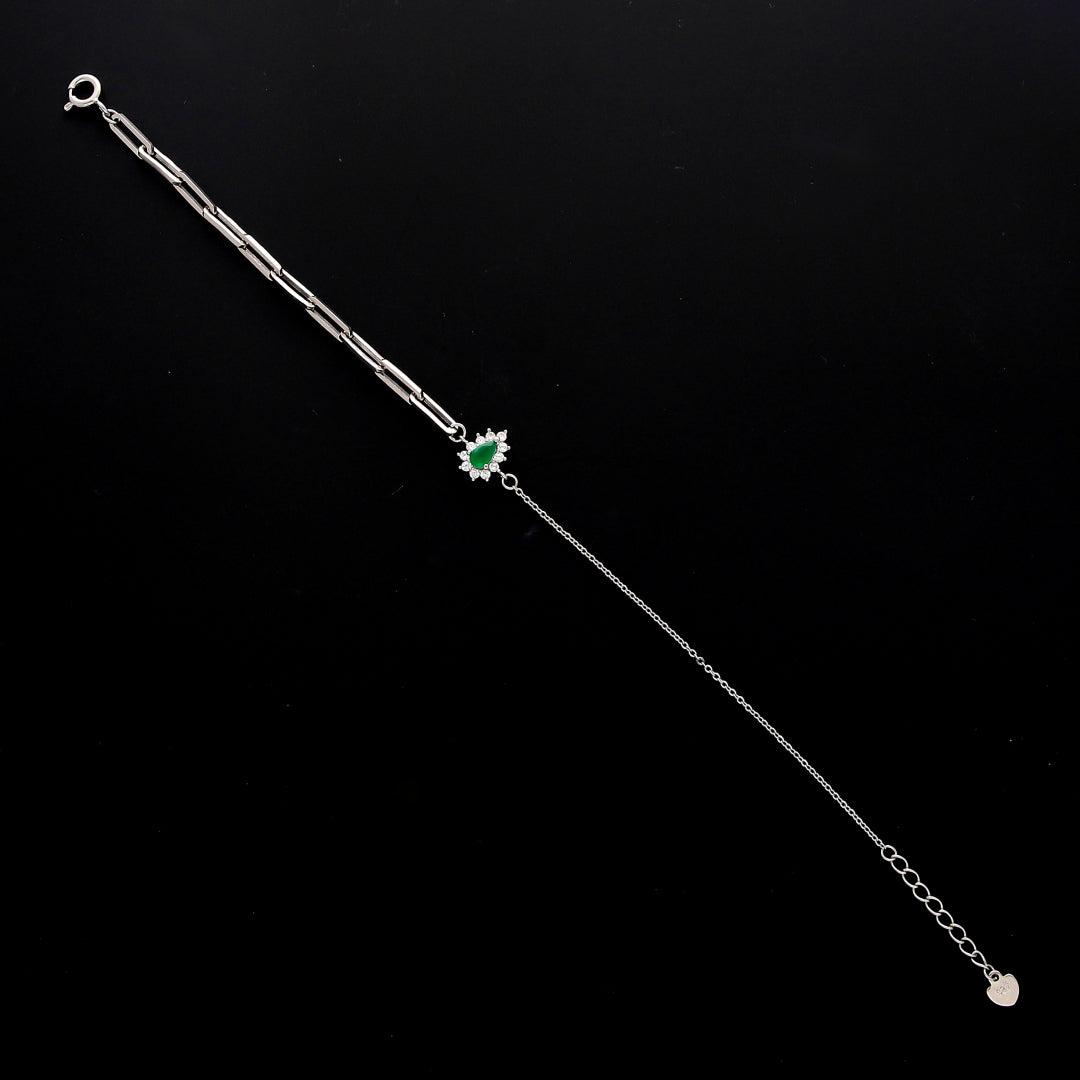Sterling Silver 925 Emerald Accent Bracelet - FKJBRLSL10539