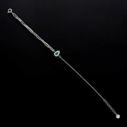 Sterling Silver 925 Emerald Accent Bracelet - FKJBRLSL10539