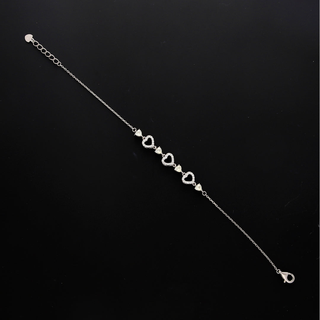 Sterling Silver 925 Sparkling Heart Bracelet - FKJBRLSL10542