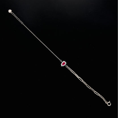 Sterling Silver 925 Pink Interlink Bracelet - FKJBRLSL10549