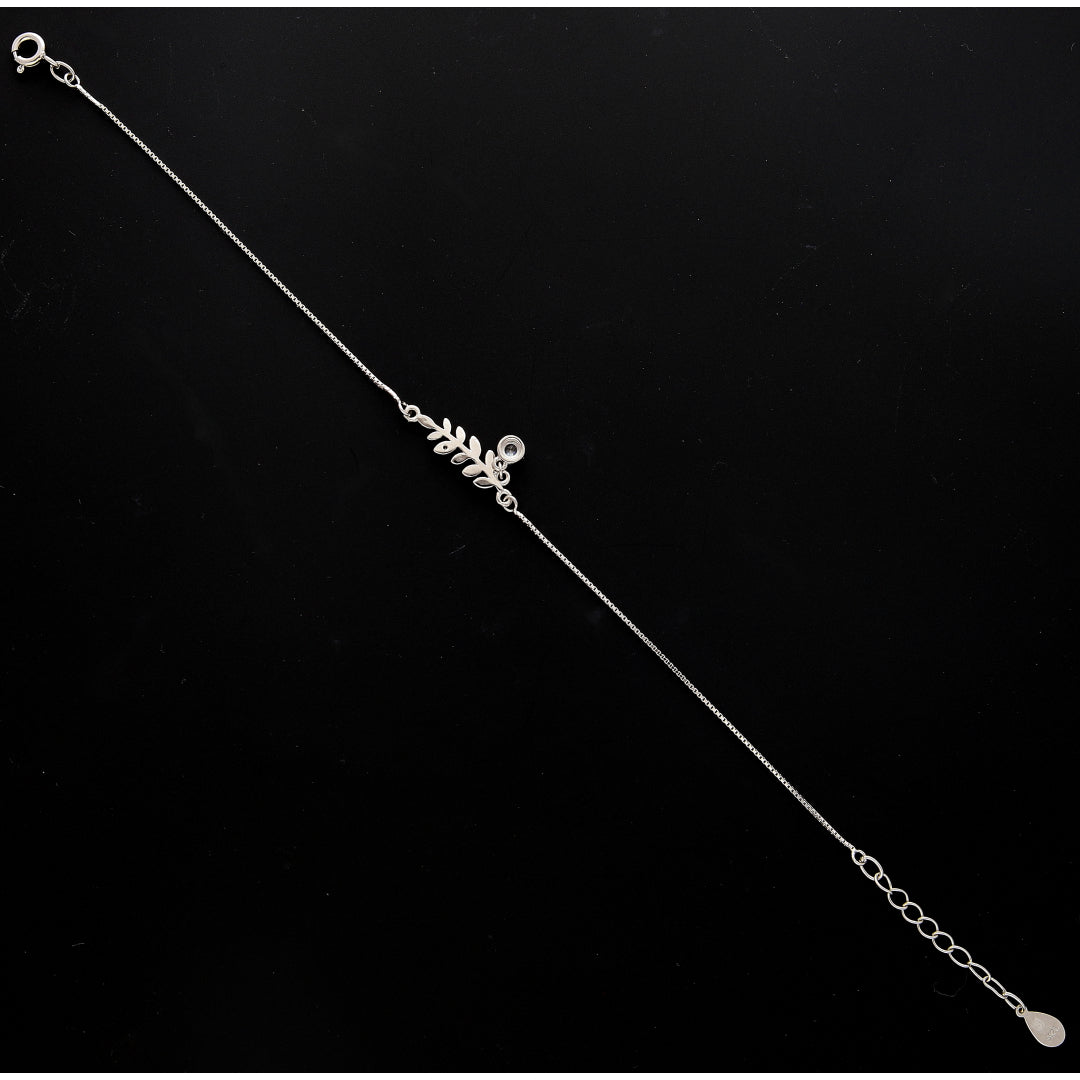 Sterling Silver 925 Minimalist Leaf Bracelet - FKJBRLSL10550