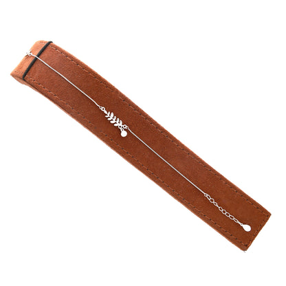 Sterling Silver 925 Minimalist Leaf Bracelet - FKJBRLSL10550