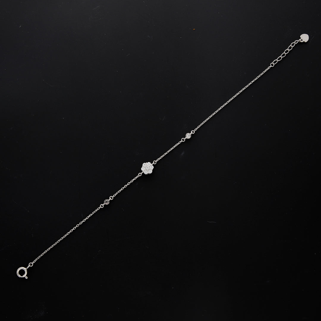 Sterling Silver 925 Minimalist Flower Bracelet - FKJBRLSL10552