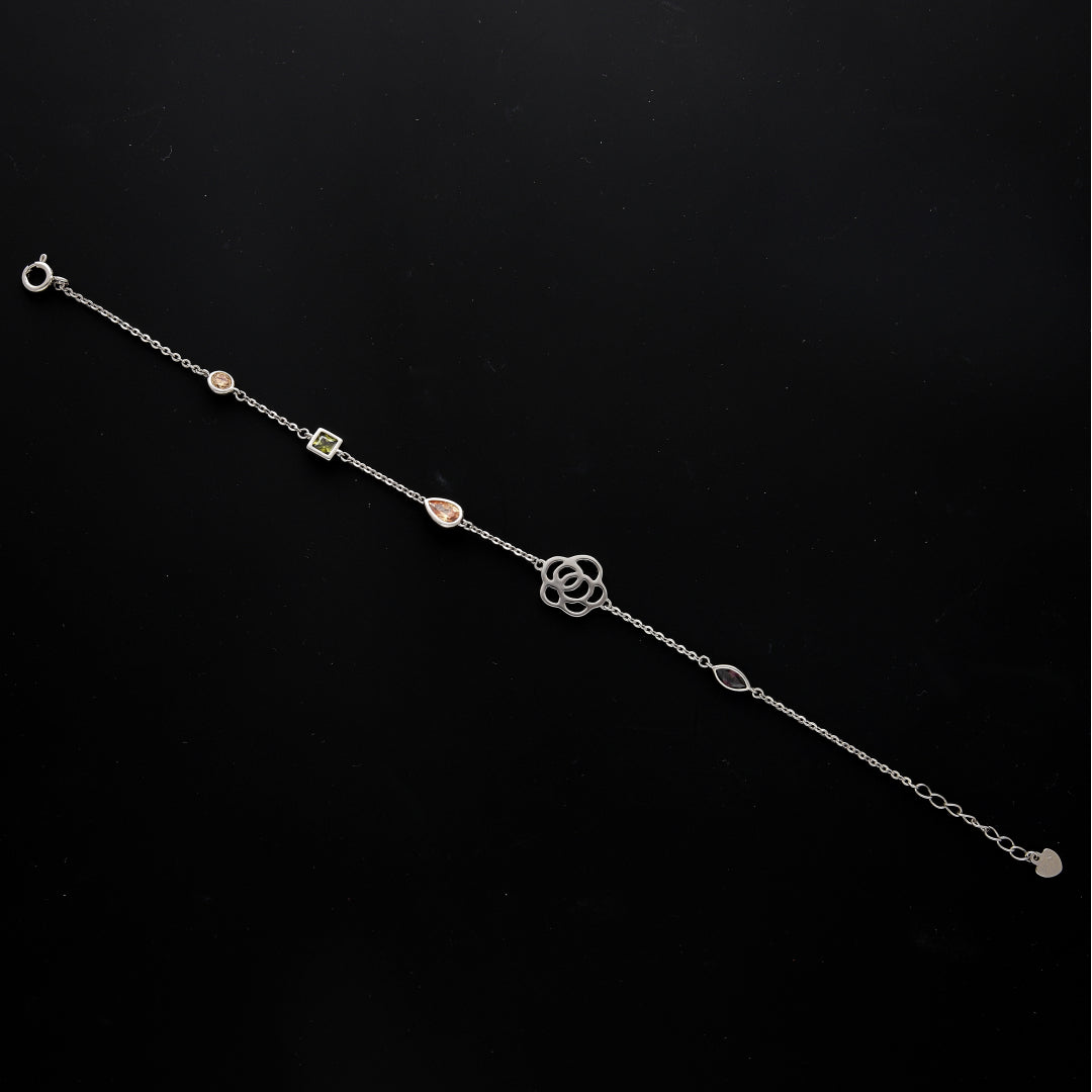 Sterling Silver 925 Rose Charm Bracelet - FKJBRLSL10557