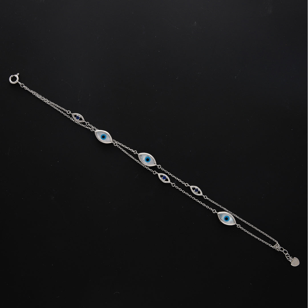 Sterling Silver 925 Evil Eye Charm Bracelet - FKJBRLSL10559