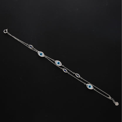 Sterling Silver 925 Evil Eye Charm Bracelet - FKJBRLSL10559