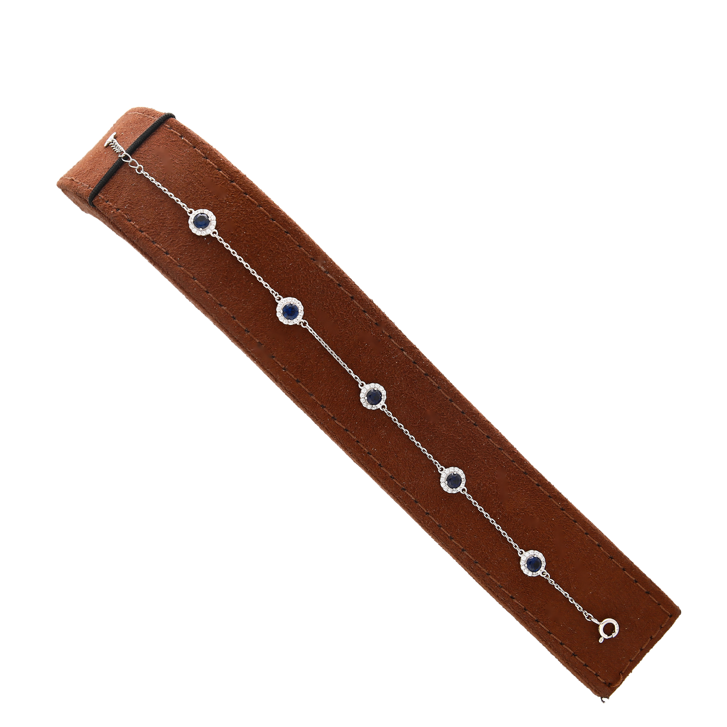 Sterling Silver 925 Round Blue Stone Bracelet - FKJBRLSL10561