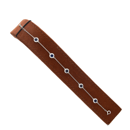 Sterling Silver 925 Round Blue Stone Bracelet - FKJBRLSL10561