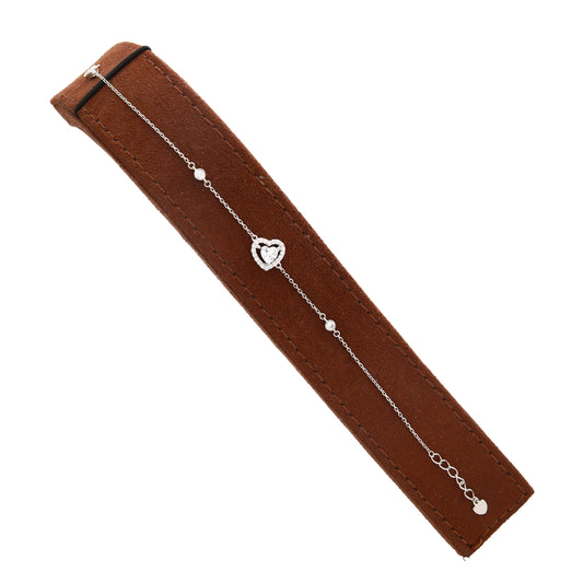 Sterling Silver 925 Diamond Heart Bracelet - FKJBRLSL10563