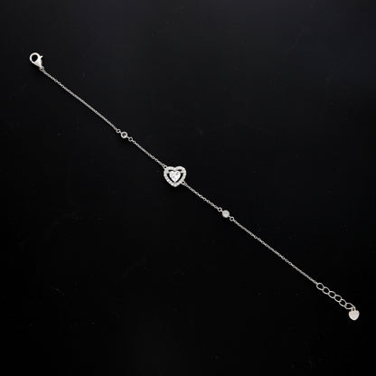 Sterling Silver 925 Diamond Heart Bracelet - FKJBRLSL10563