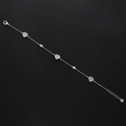 Sterling Silver 925 White Rose Charm Bracelet - FKJBRLSL10565