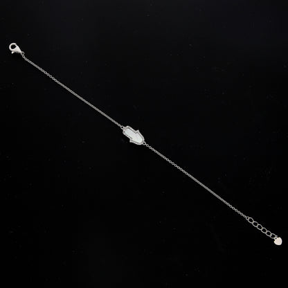 Sterling Silver 925 White Hamsa Bracelet - FKJBRLSL10590