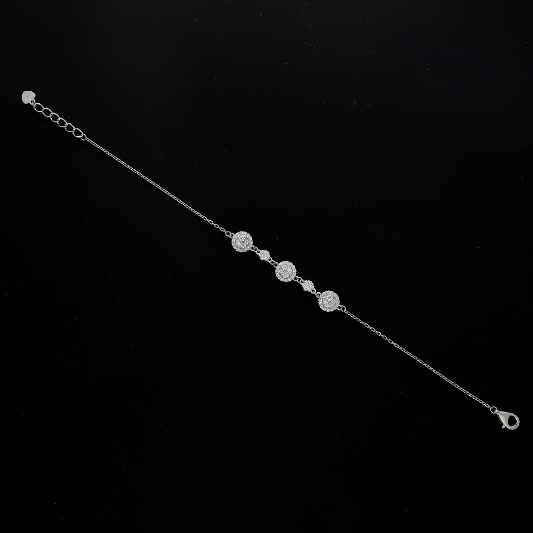 Sterling Silver 925 Halo Diamond Bracelet - FKJBRLSL10596