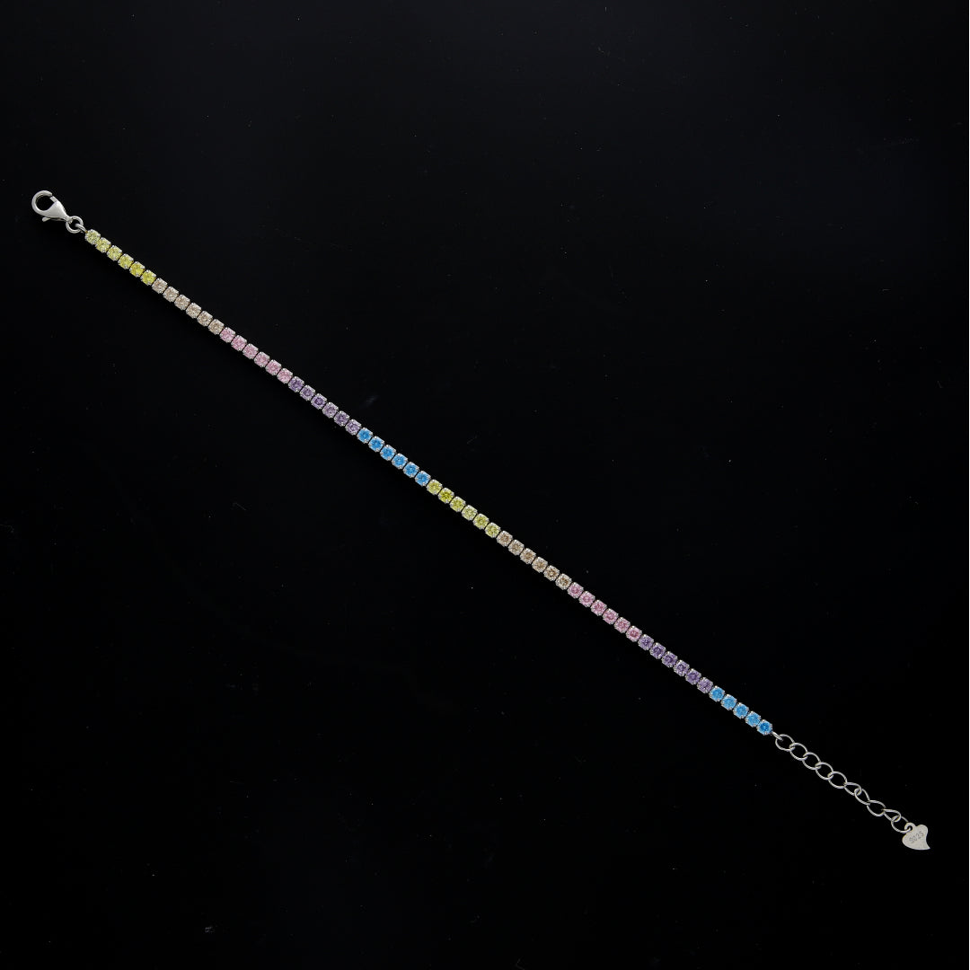 Sterling Silver 925 Rainbow Tennis Bracelet - FKJBRLSL10599