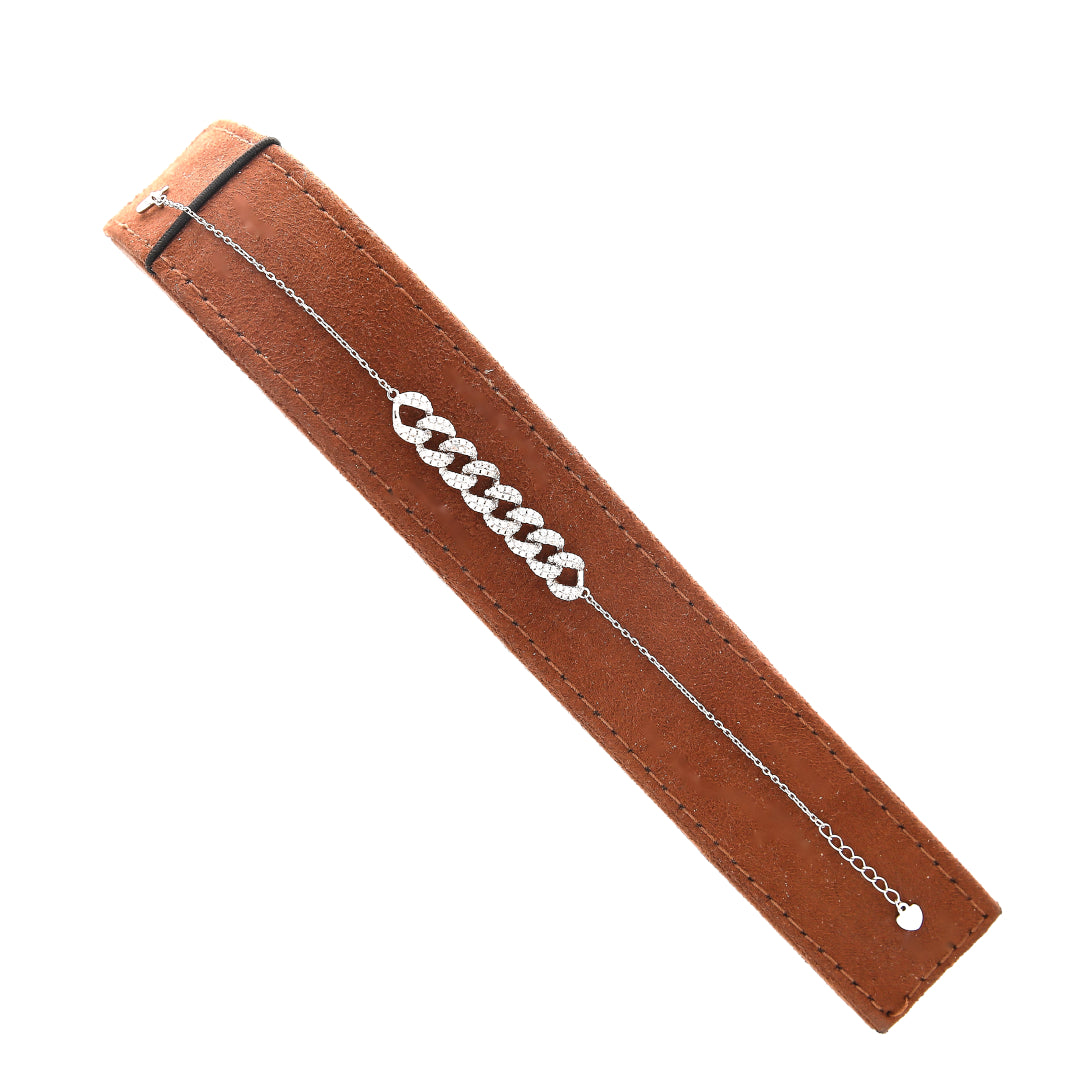 Sterling Silver 925 Sparkling Curb Link Bracelet - FKJBRLSL10600