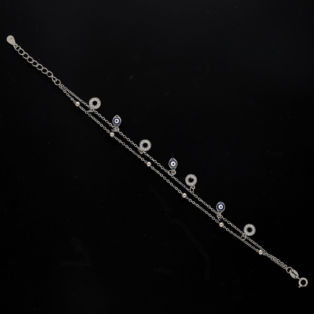 Sterling Silver 925 Evil Eye Drop Bracelet - FKJBRLSL10615
