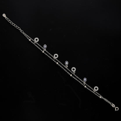 Sterling Silver 925 Evil Eye Drop Bracelet - FKJBRLSL10615