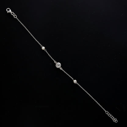 Sterling Silver 925 Solitaire Crystal Bracelet - FKJBRLSL10617