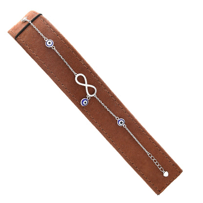 Sterling Silver 925 Infinity Evil Eye Bracelet - FKJBRLSL10622