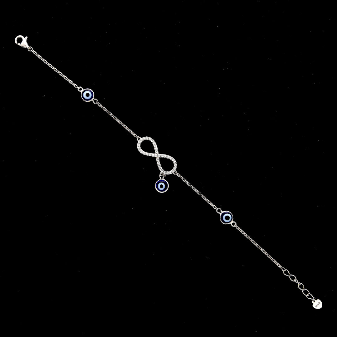 Sterling Silver 925 Infinity Evil Eye Bracelet - FKJBRLSL10622