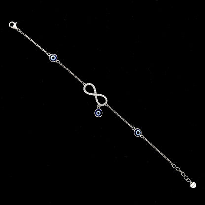 Sterling Silver 925 Infinity Evil Eye Bracelet - FKJBRLSL10622