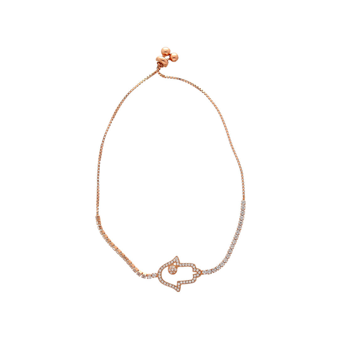 Sterling Silver 925 Adjustable Hamsa Bracelet - FKJBRLSL10625