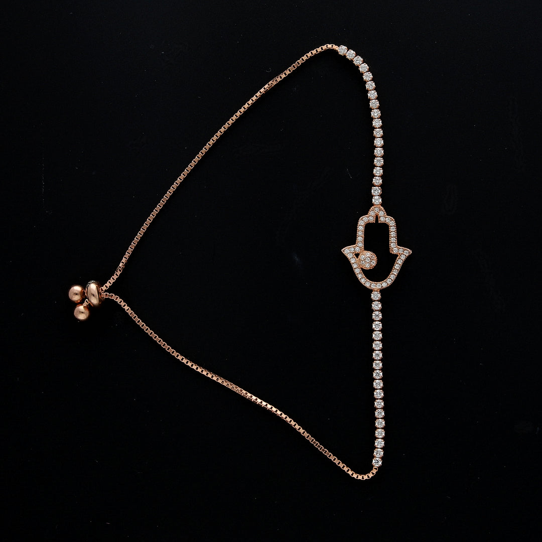 Sterling Silver 925 Adjustable Hamsa Bracelet - FKJBRLSL10625