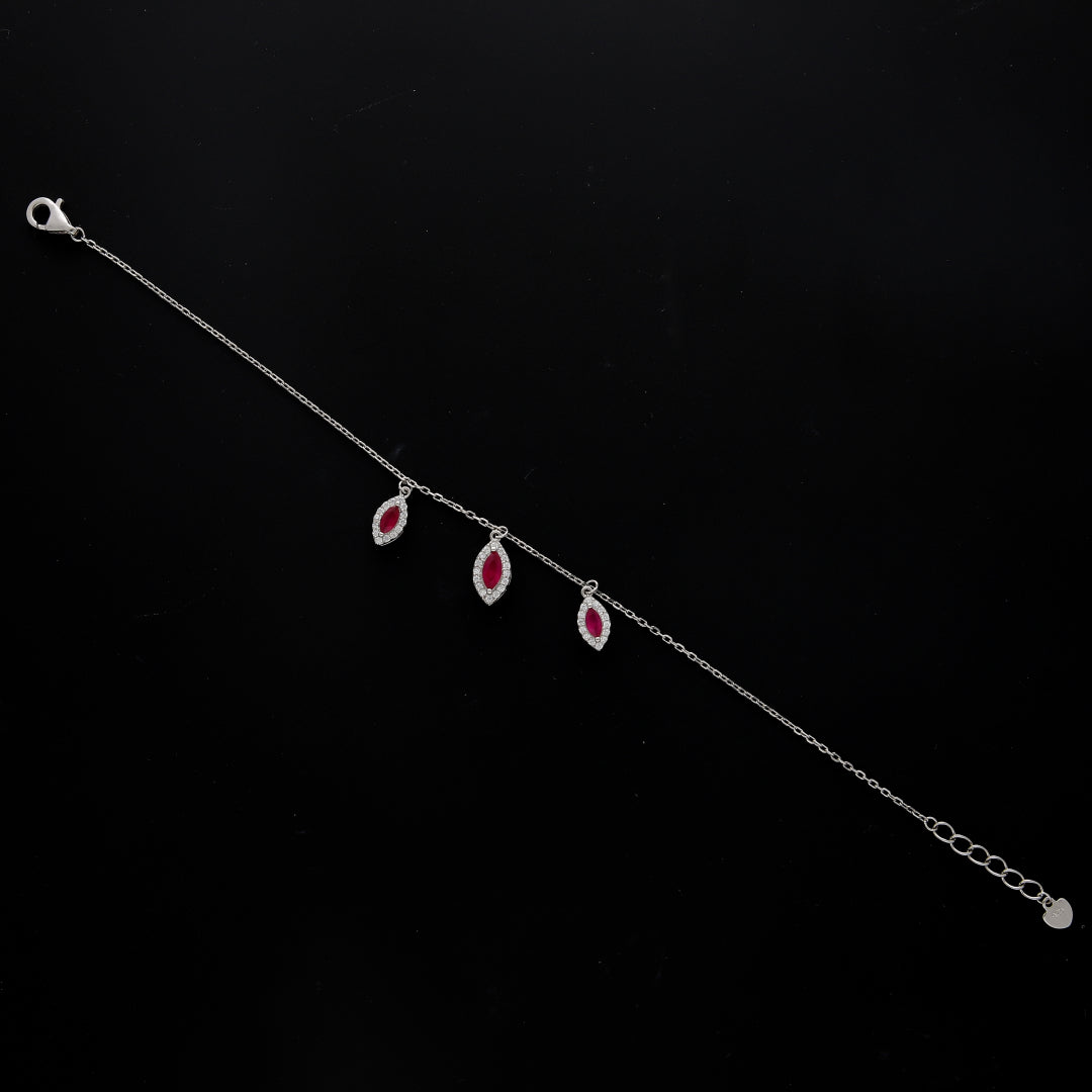 Sterling Silver 925 Pink Drop Bracelet - FKJBRLSL10626